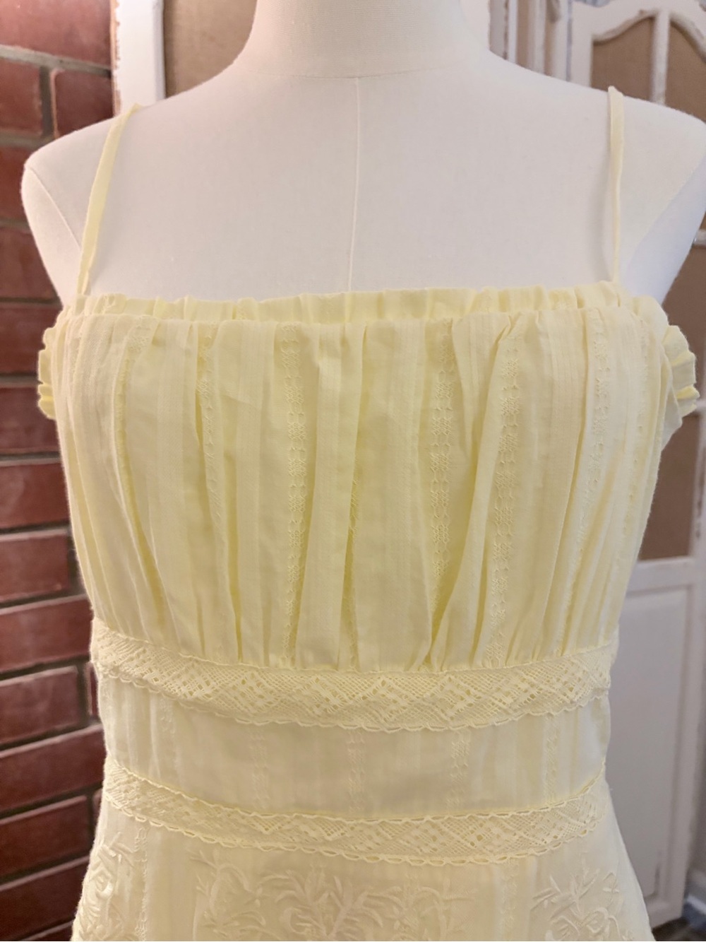 Altar’d State NWT Yellow Embroidered Cotton Tiered Mini Dress XL Boho